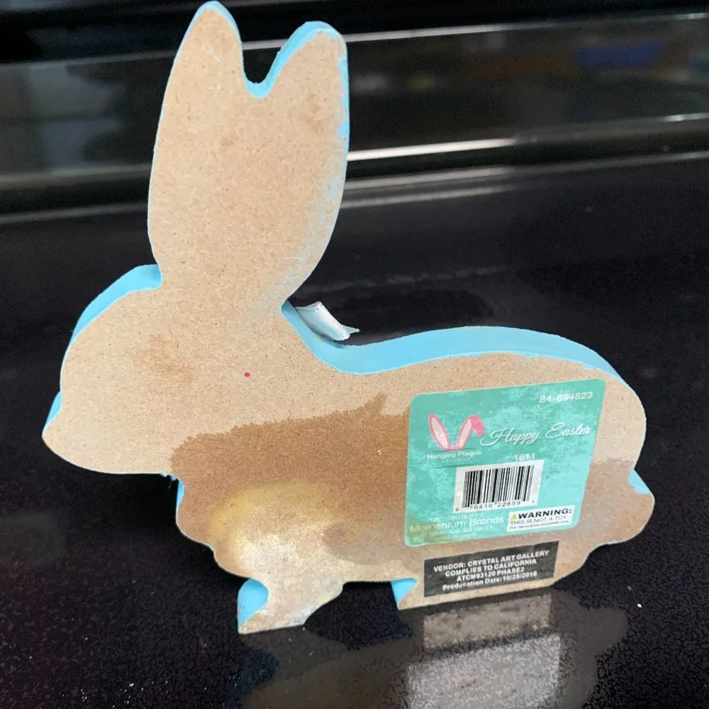 Happy Easter Blue Bunny plaque